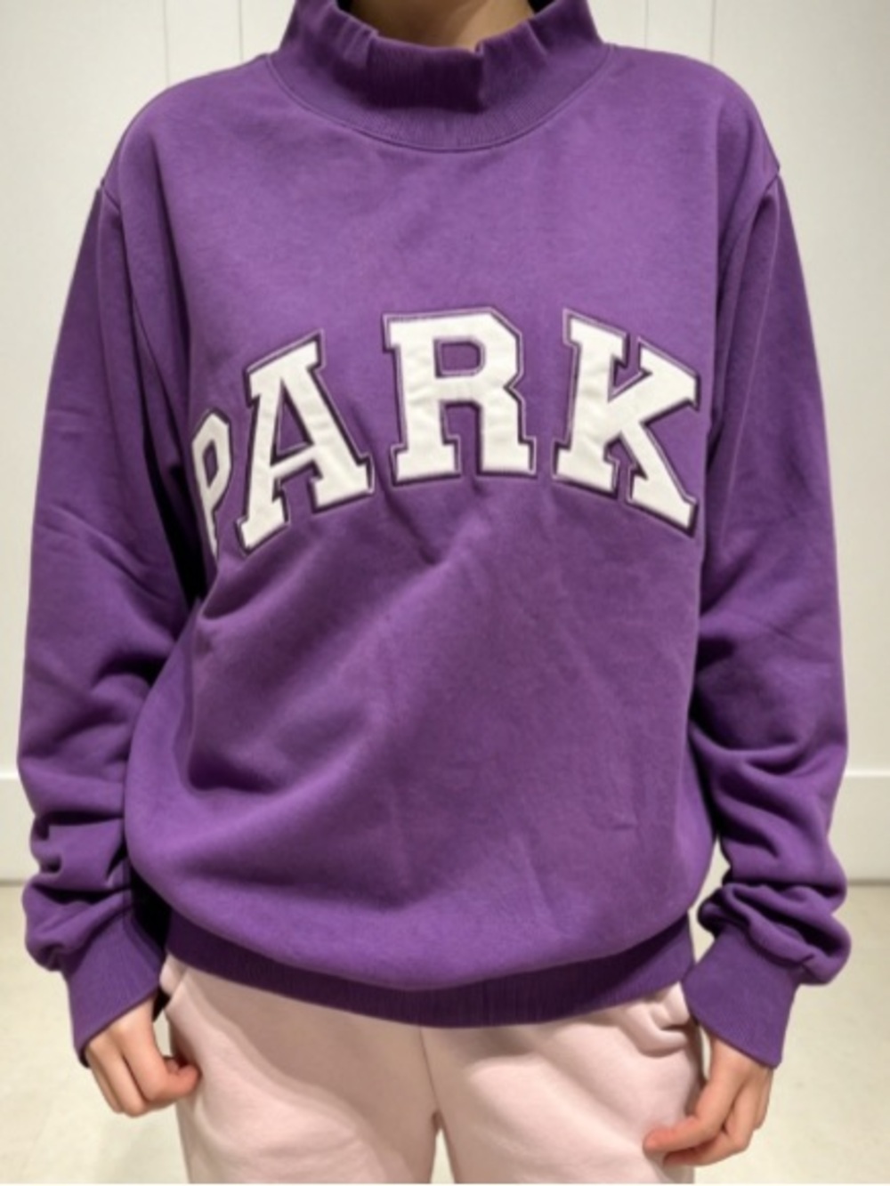 Parker Purple Mock-Neck Sweatshirt with White Lettering